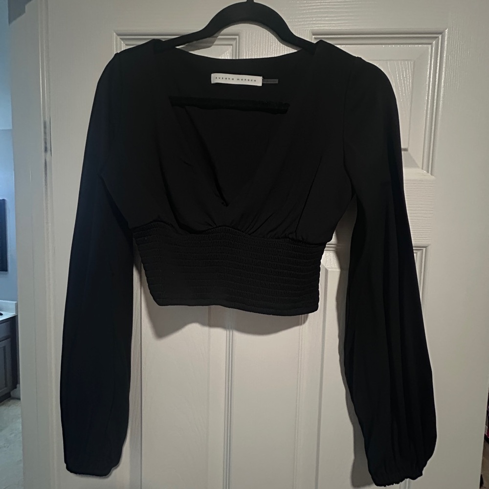 Susana Monaco Black Long Sleeve Blouse